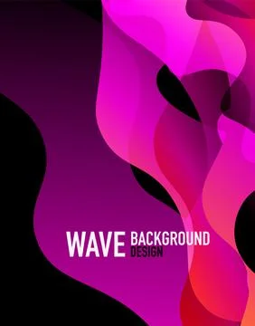 Vertical fluid gradient wave abstract background. Bright color waves in the dark Stock Illustration