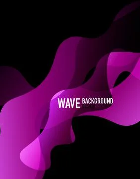 Vertical fluid gradient wave abstract background. Bright color waves in the dark Stock Illustration