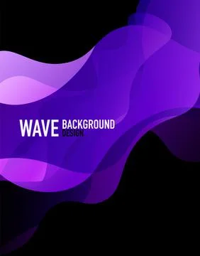 Vertical fluid gradient wave abstract background. Bright color waves in the dark Stock Illustration