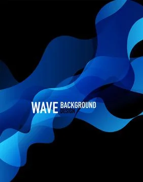 Vertical fluid gradient wave abstract background. Bright color waves in the dark Stock Illustration
