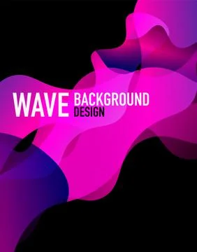 Vertical fluid gradient wave abstract background. Bright color waves in the dark Stock Illustration