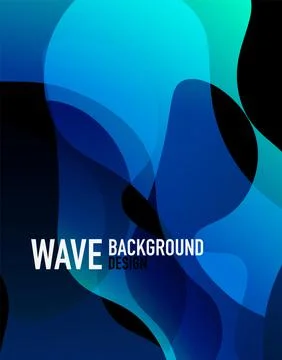 Vertical fluid gradient wave abstract background. Bright color waves in the dark Stock Illustration