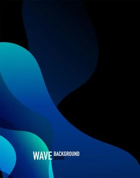 Vertical fluid gradient wave abstract background. Bright color waves in the dark Stock Illustration