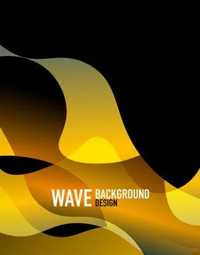 Vertical fluid gradient wave abstract background. Bright color waves in the dark Stock Illustration