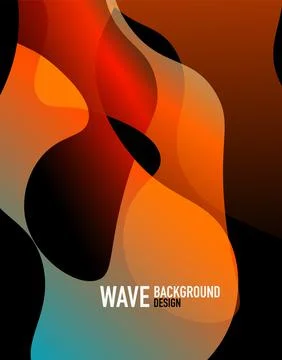 Vertical fluid gradient wave abstract background. Bright color waves in the dark Stock Illustration