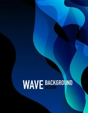 Vertical fluid gradient wave abstract background. Bright color waves in the dark Stock Illustration