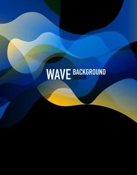 Vertical fluid gradient wave abstract background. Bright color waves in the dark Stock Illustration