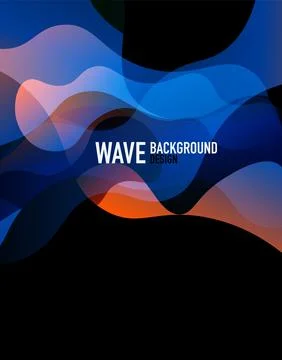 Vertical fluid gradient wave abstract background. Bright color waves in the dark Stock Illustration