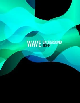 Vertical fluid gradient wave abstract background. Bright color waves in the dark Stock Illustration