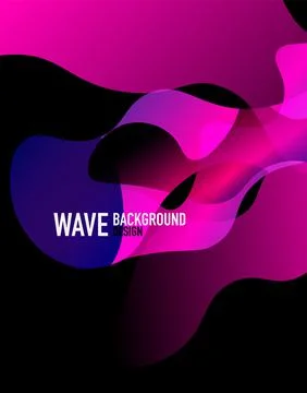 Vertical fluid gradient wave abstract background. Bright color waves in the dark Stock Illustration