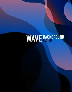 Vertical fluid gradient wave abstract background. Bright color waves in the dark Illustrazione stock