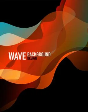 Vertical fluid gradient wave abstract background. Bright color waves in the dark Stock Illustration