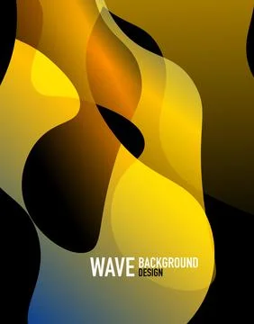 Vertical fluid gradient wave abstract background. Bright color waves in the dark Stock Illustration