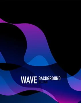 Vertical fluid gradient wave abstract background. Bright color waves in the dark Stock Illustration