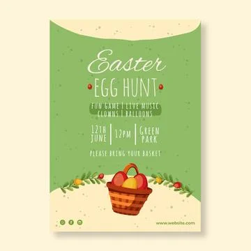 Vertical flyer template for easter with egg hunt Stock Illustration