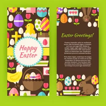 Vertical Flyer Template Flat Happy Easter 스톡 일러스트