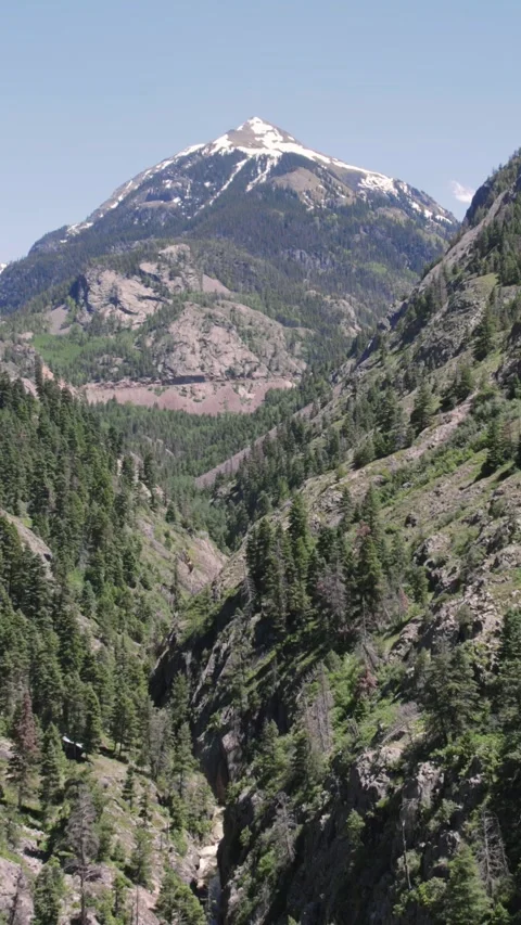 Vertical Flying through Mountain Pass near Ouray Colorado 4K Stock Footage 270251717
