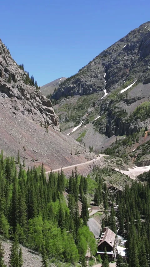 Vertical Flying Through Valley Animas Forks Colorado 4K Stock Footage 270251751
