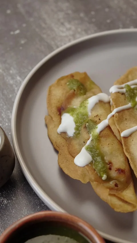 Vertical food video, typical Mexican food of September, prepared molotes Stock Footage 282422778