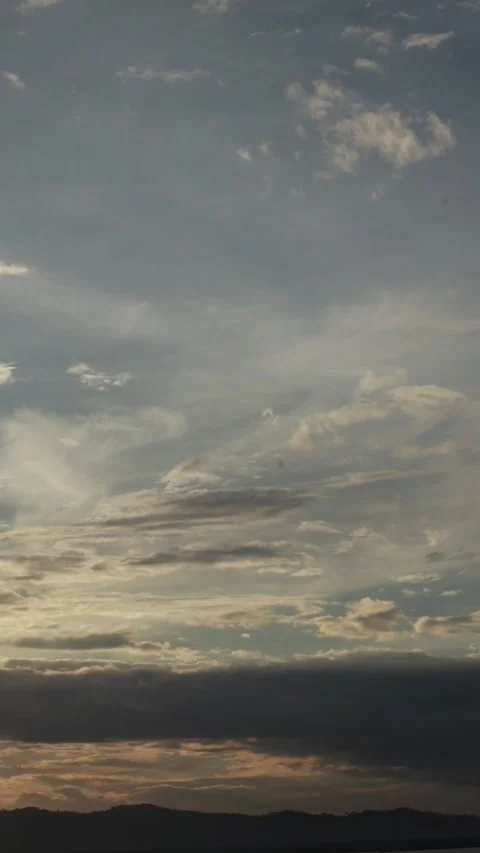 Vertical Footage Of Clouds In The Evening With Sunset Video stock 267330964