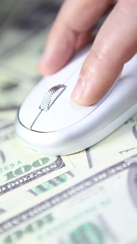 Vertical footage of computer mouse money banknote background Stock Footage 300770014