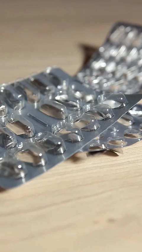 Vertical footage of empty pills pack Stock Footage 287193175