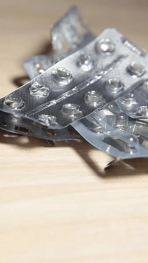 Vertical footage of empty pills pack Stock Footage 287194850