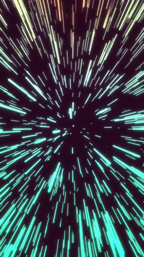 Vertical footage featuring Light Warp Speed Effect with green lights. Stock Footage 285395540