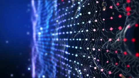 Vertical footage. Glow landscape with cube particle. Stock Footage 200299936