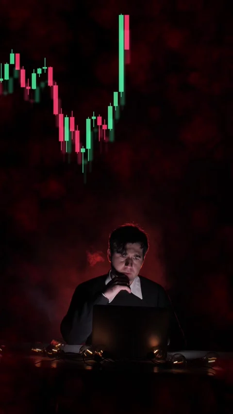 Vertical footage of a sad trader in a falling market Vídeo Stock 295888965