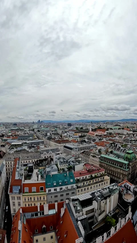 Vertical footage shows the view of the city of Vienna-Austria. Stock Footage 314032961