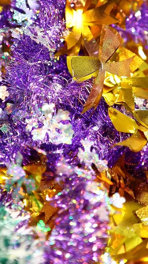 Vertical footage of tinsel background Stock Footage 256657367