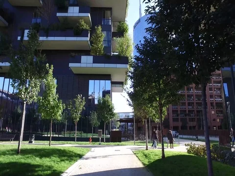Vertical Forest and Unicredit tower, Milan, Porta Nuova skyscraper, Italy 動画素材 81172253