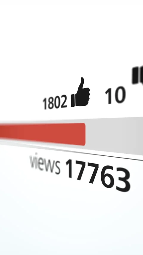 Vertical format animation of social media video statistics showing engagement Stock Footage 328697938