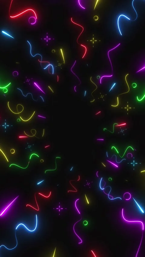 Vertical format christmas decoration animation. Flying neon stripes glowing  Stock Footage 282708986