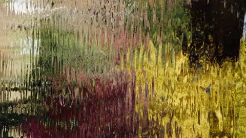 Vertical format: Colorful autumn reflection in pond water, abstract Stock Footage 328528949