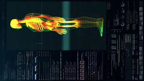 Vertical Format Display Biomedical Diagnostic HUD Vídeos de archivo 148977506