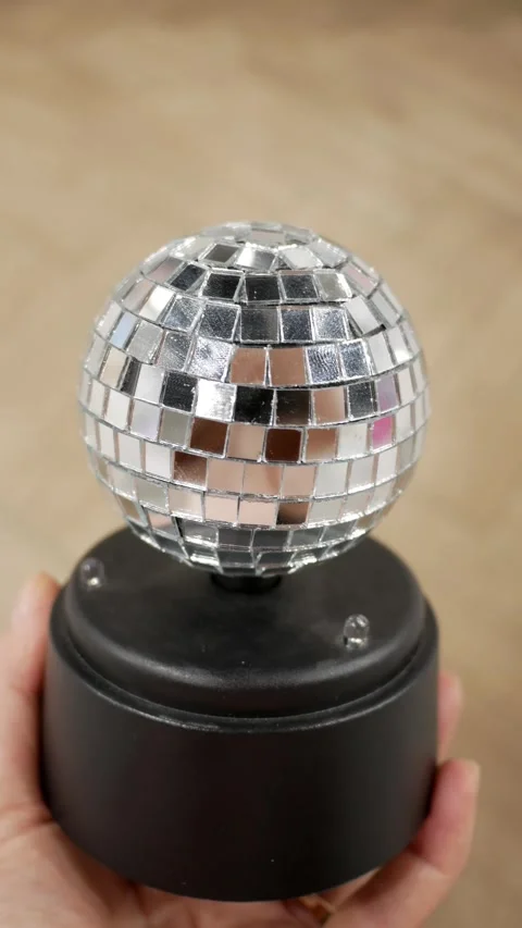 Vertical format. Mini Disco Ball on sale in the store. Magical glass ball with g Stock-Footage 274133624