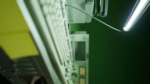 Vertical format of old vintage personal computer workspace Stock Footage 231224148