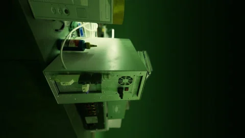 Vertical format of old vintage personal computer workspace Stock Footage 236402525