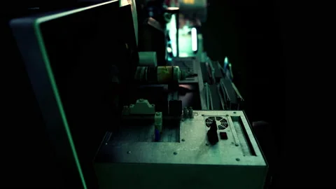 Vertical format of old vintage personal computer workspace Stock Footage 237697977