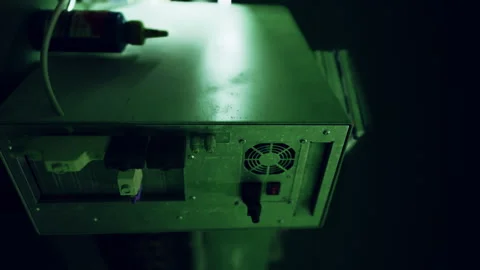 Vertical format of old vintage personal computer workspace Stock Footage 242929436