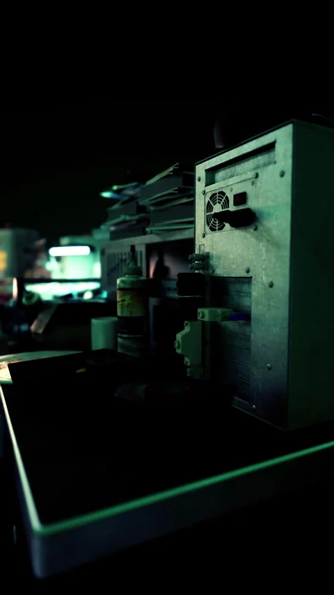 Vertical format of old vintage personal computer workspace Stock Footage 265817262