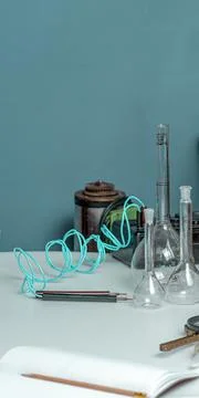 Vertical format in science laboratory background. Stock Photos