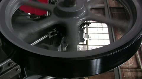 Vertical format stationary steam engine flywheel close up Vidéo 34149566