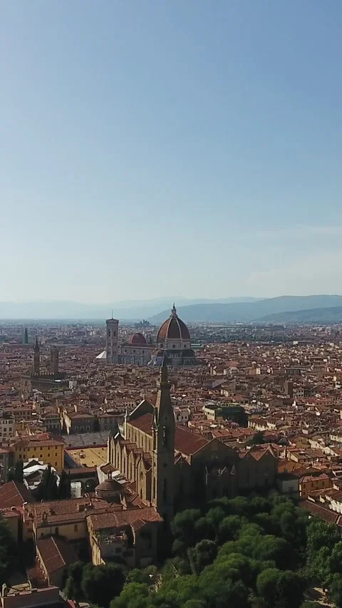 Vertical Format Video of Florence skyline aerial view drone footage of city Stock Footage 309279994