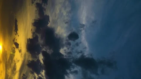 Vertical format video- Time lapse of dramatic heavy gray clouds at sunset Stock Footage 158662673