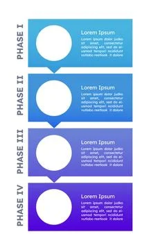 Vertical four phase process empty infographic template Stock Illustration