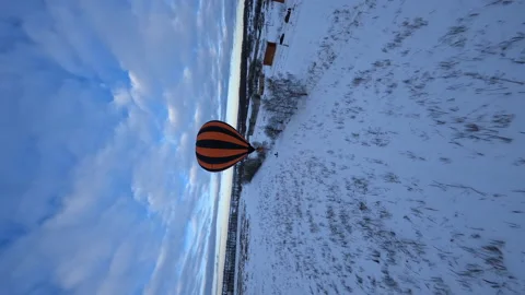 Vertical FPV Dramatic Aerial View, Following Drone Flying to Hot Air Stock Footage 194555374