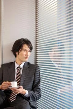 Vertical frame 25 to 30. Rest Set Young men Thinking Oriental Daylight Portrait Stock Photos